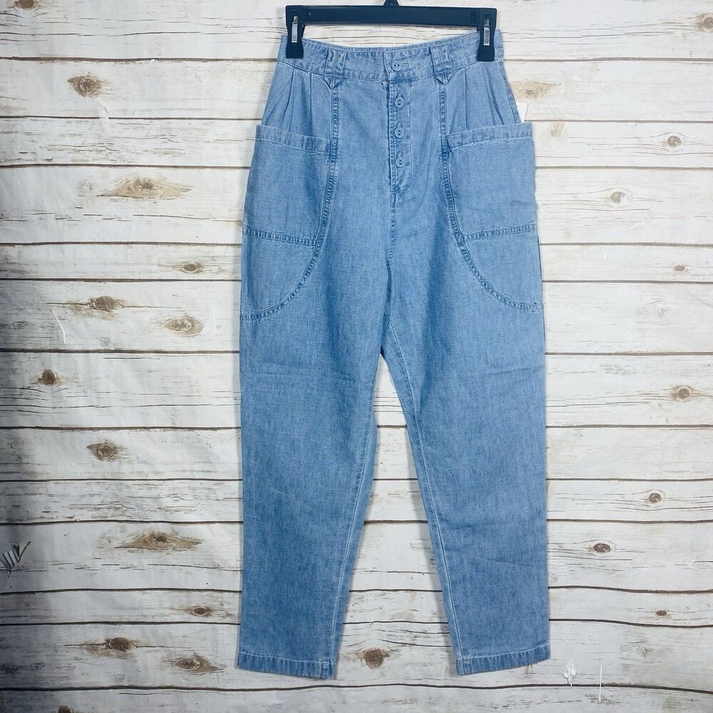 Joie Women's Gia Linen Cotton Button Fly High-Waist Pants. Size 6